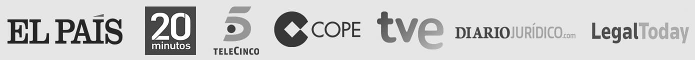 Apariciones en medios: El País, 20 Minutos, Telecinco, Cope, TVE, Diario Jurídico, Legal Today